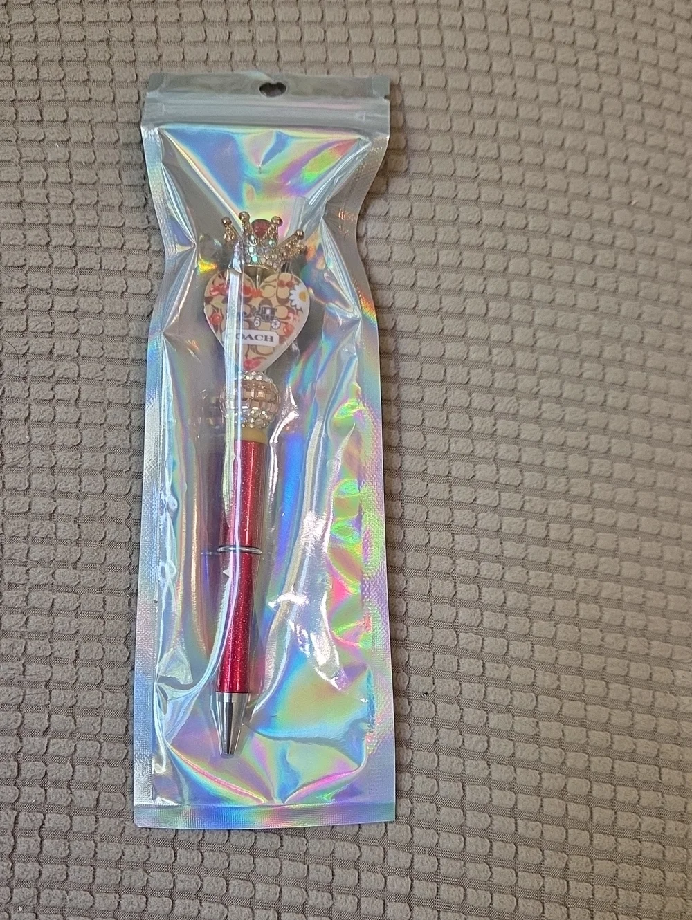 Blingy Red Crown Heart Decorative Pen - Unbranded